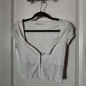 Abercrombie & Fitch White Cropped Blouse